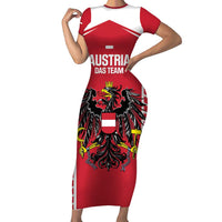 Custom Austria Football Family Matching Short Sleeve Bodycon Dress and Hawaiian Shirt Come On Das Team