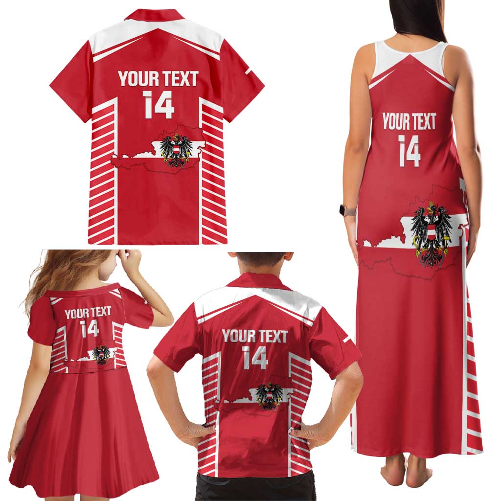 Custom Austria Football Family Matching Tank Maxi Dress and Hawaiian Shirt Come On Das Team