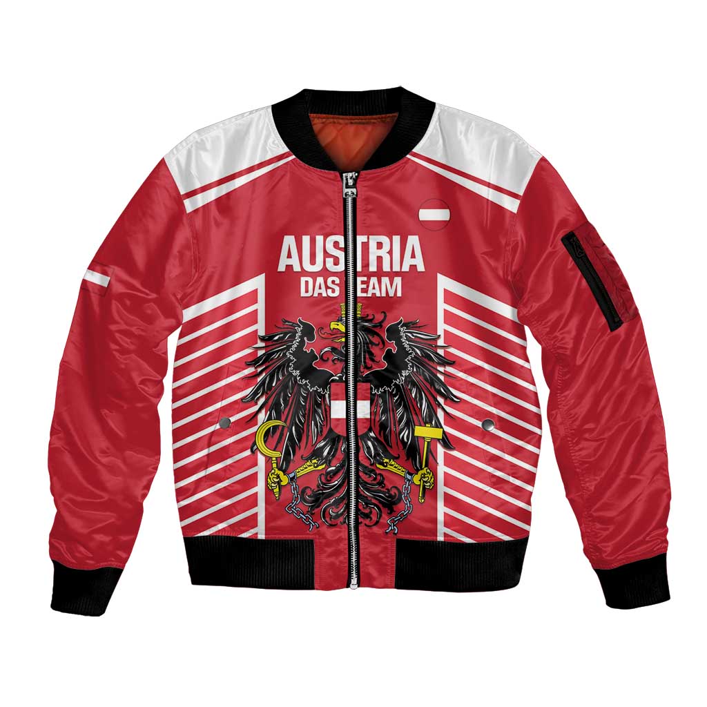 Custom Austria Football Sleeve Zip Bomber Jacket Come On Das Team