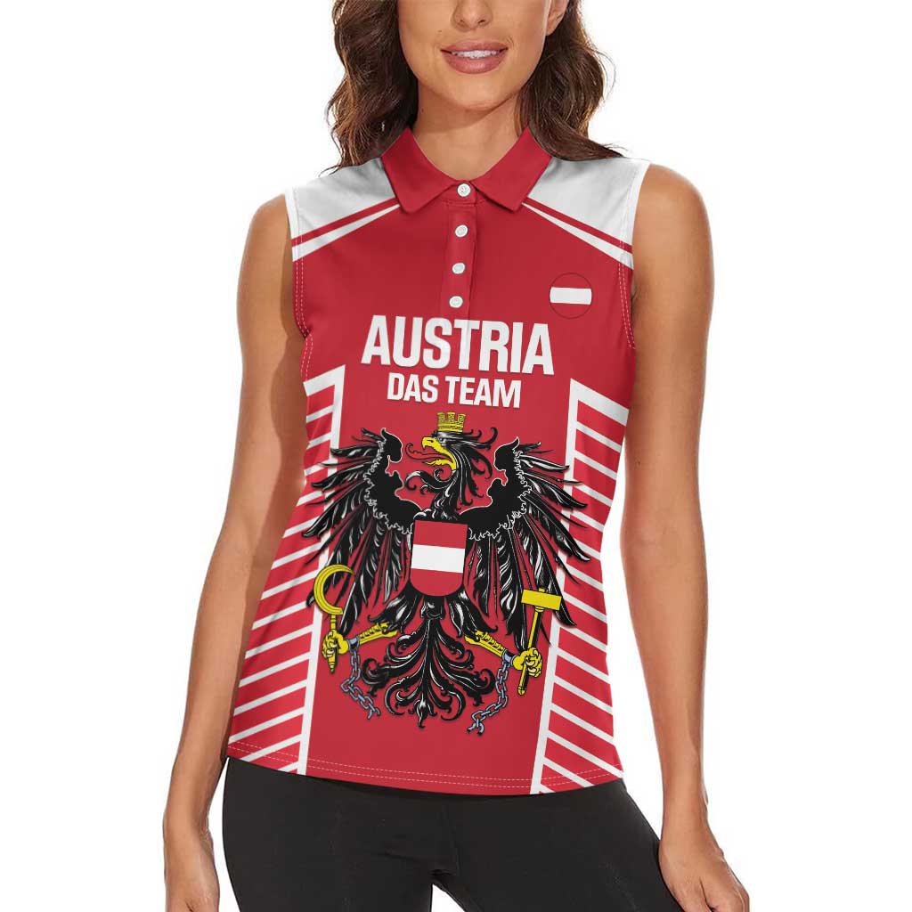 Custom Austria Football Women Sleeveless Polo Shirt Come On Das Team