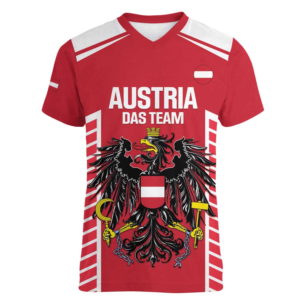 Custom Austria Football Women V-Neck T-Shirt Come On Das Team