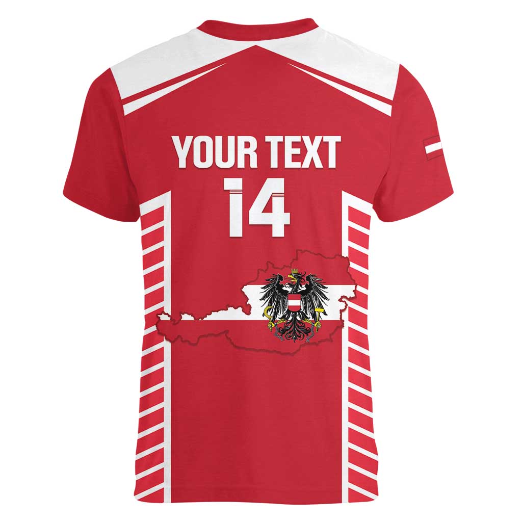 Custom Austria Football Women V-Neck T-Shirt Come On Das Team