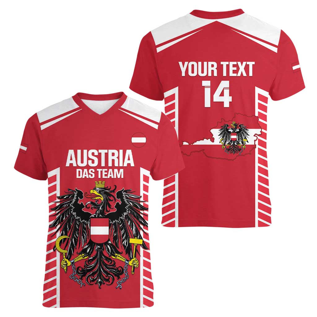 Custom Austria Football Women V-Neck T-Shirt Come On Das Team
