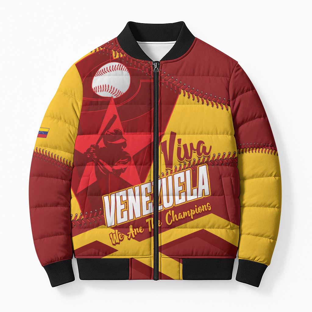 Baseball Venezuela 2026 Custom Bomber Puffer Jacket 1st Champions Proud Red Version