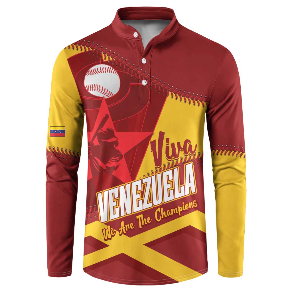 Baseball Venezuela 2026 Custom Button Sweatshirt 1st Champions Proud Red Version