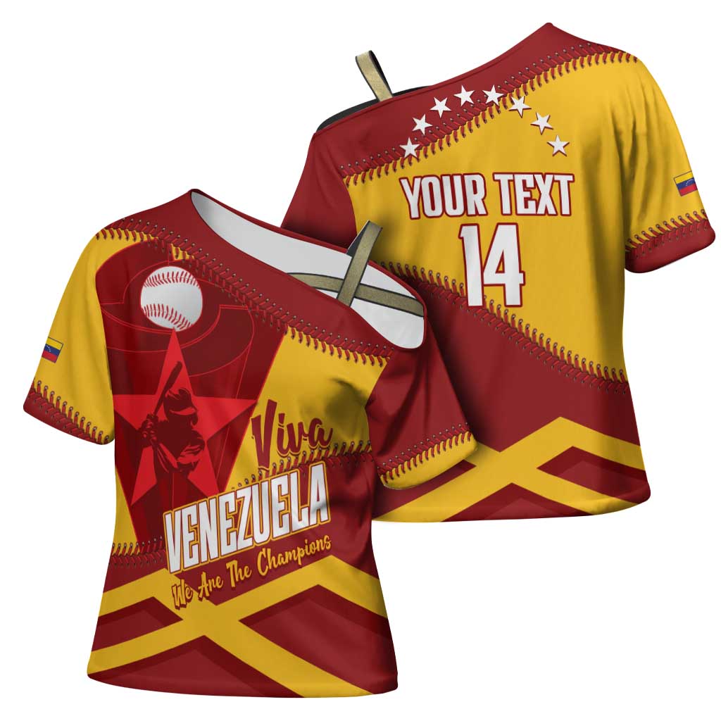 Baseball Venezuela 2026 Custom Cross Shoulder Shirt 1st Champions Proud Red Version