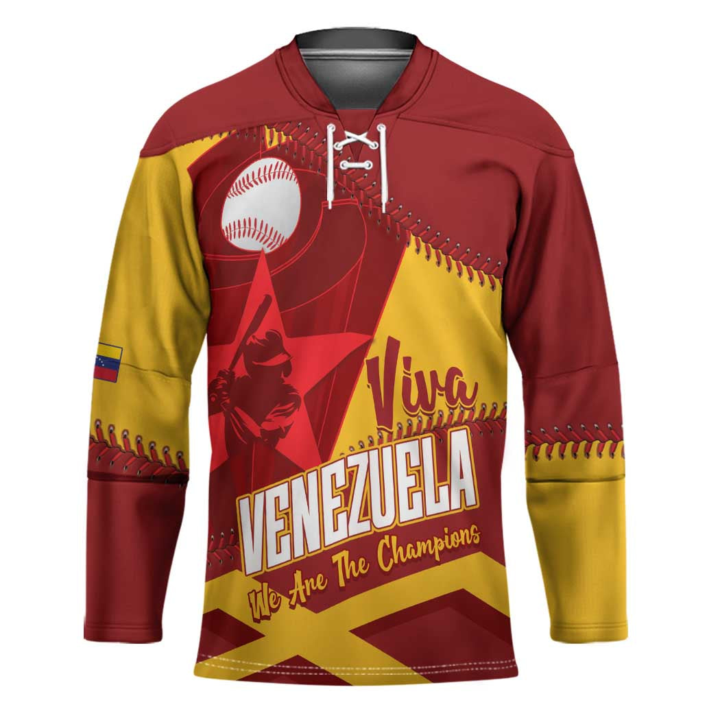 Baseball Venezuela 2026 Custom Hockey Jersey 1st Champions Proud Red Version