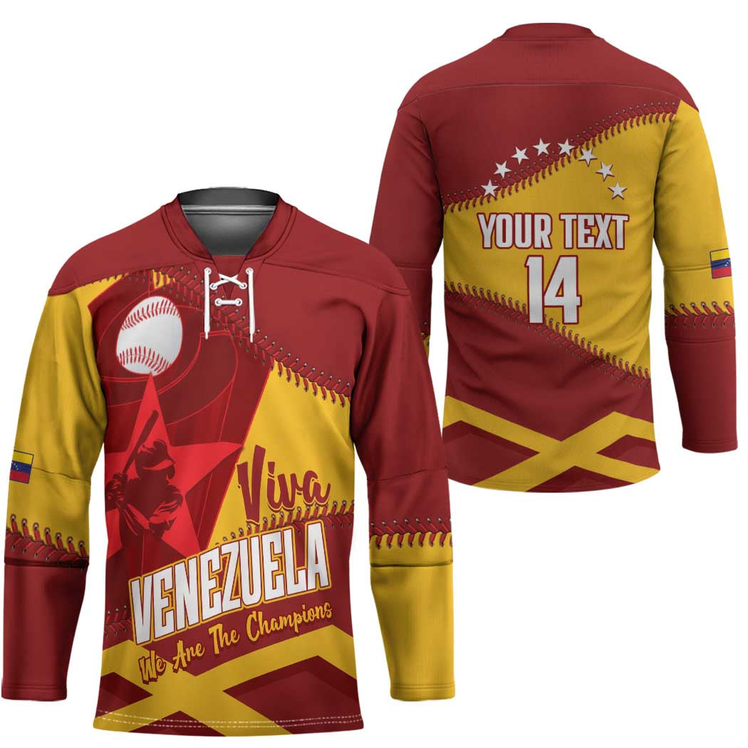 Baseball Venezuela 2026 Custom Hockey Jersey 1st Champions Proud Red Version