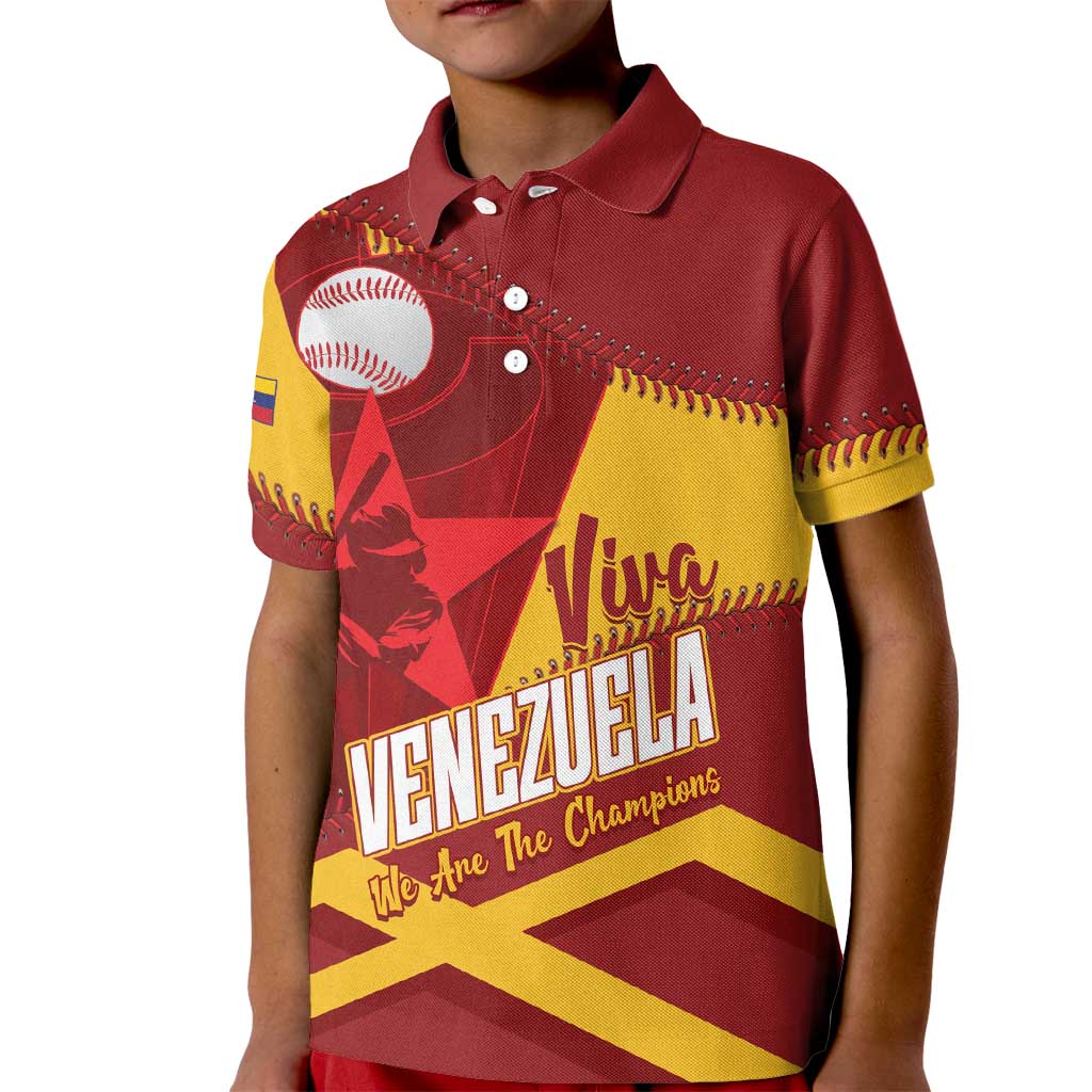 Baseball Venezuela 2026 Custom Kid Polo Shirt 1st Champions Proud Red Version