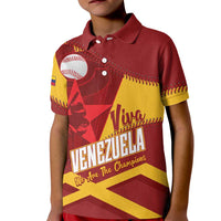 Baseball Venezuela 2026 Custom Kid Polo Shirt 1st Champions Proud Red Version