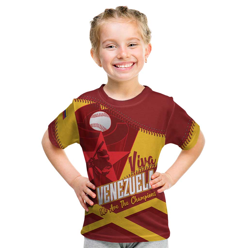 Baseball Venezuela 2026 Custom Kid T Shirt 1st Champions Proud Red Version