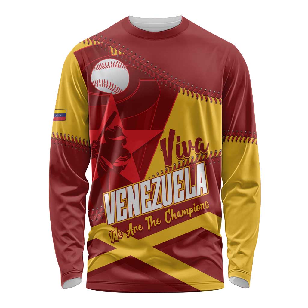 Baseball Venezuela 2026 Custom Long Sleeve Shirt 1st Champions Proud Red Version