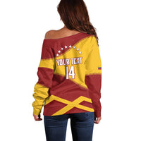 Baseball Venezuela 2026 Custom Off Shoulder Sweater 1st Champions Proud Red Version