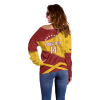 Baseball Venezuela 2026 Custom Off Shoulder Sweater 1st Champions Proud Red Version