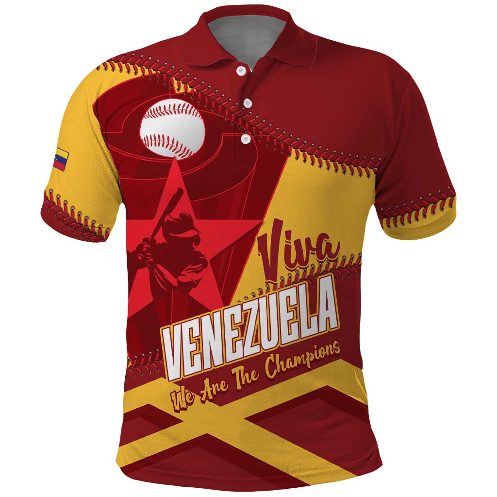 Baseball Venezuela 2026 Custom Polo Shirt 1st Champions Proud Red Version