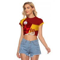 Baseball Venezuela 2026 Custom Raglan Cropped T Shirt 1st Champions Proud Red Version