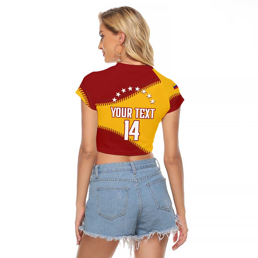 Baseball Venezuela 2026 Custom Raglan Cropped T Shirt 1st Champions Proud Red Version