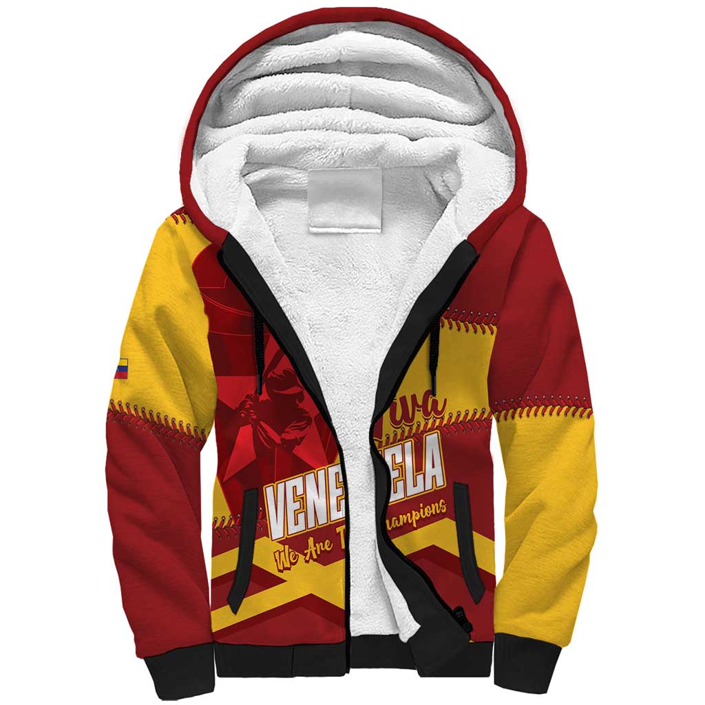 Baseball Venezuela 2026 Custom Sherpa Hoodie 1st Champions Proud Red Version