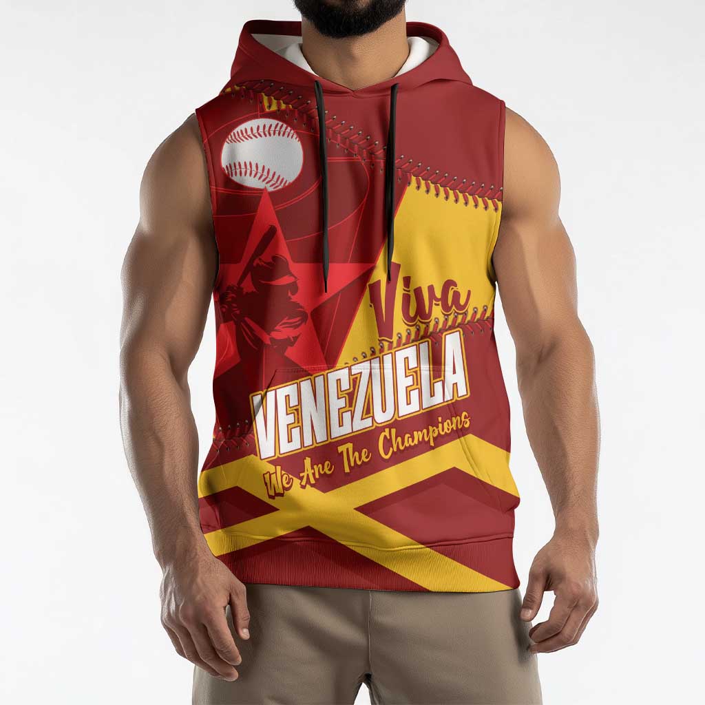 Baseball Venezuela 2026 Custom Sleeveless Hoodie 1st Champions Proud Red Version