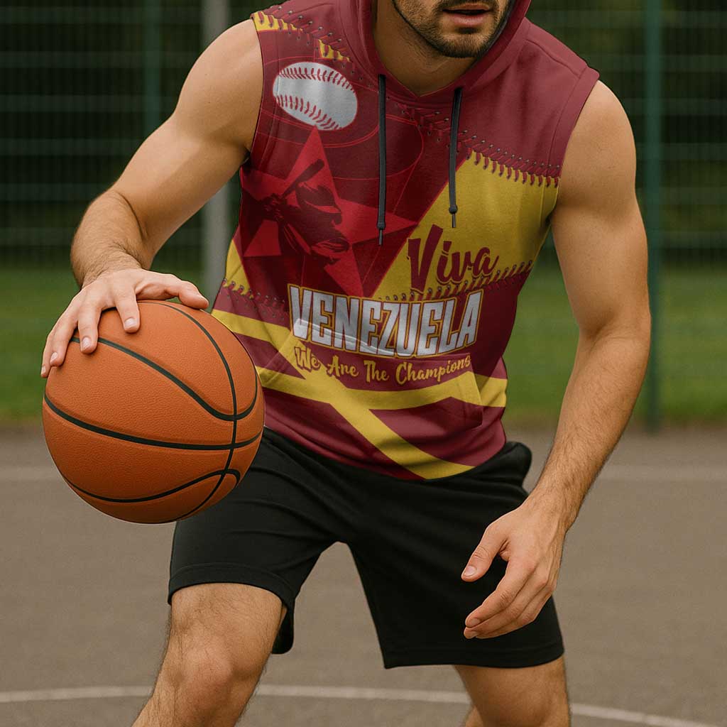 Baseball Venezuela 2026 Custom Sleeveless Hoodie 1st Champions Proud Red Version