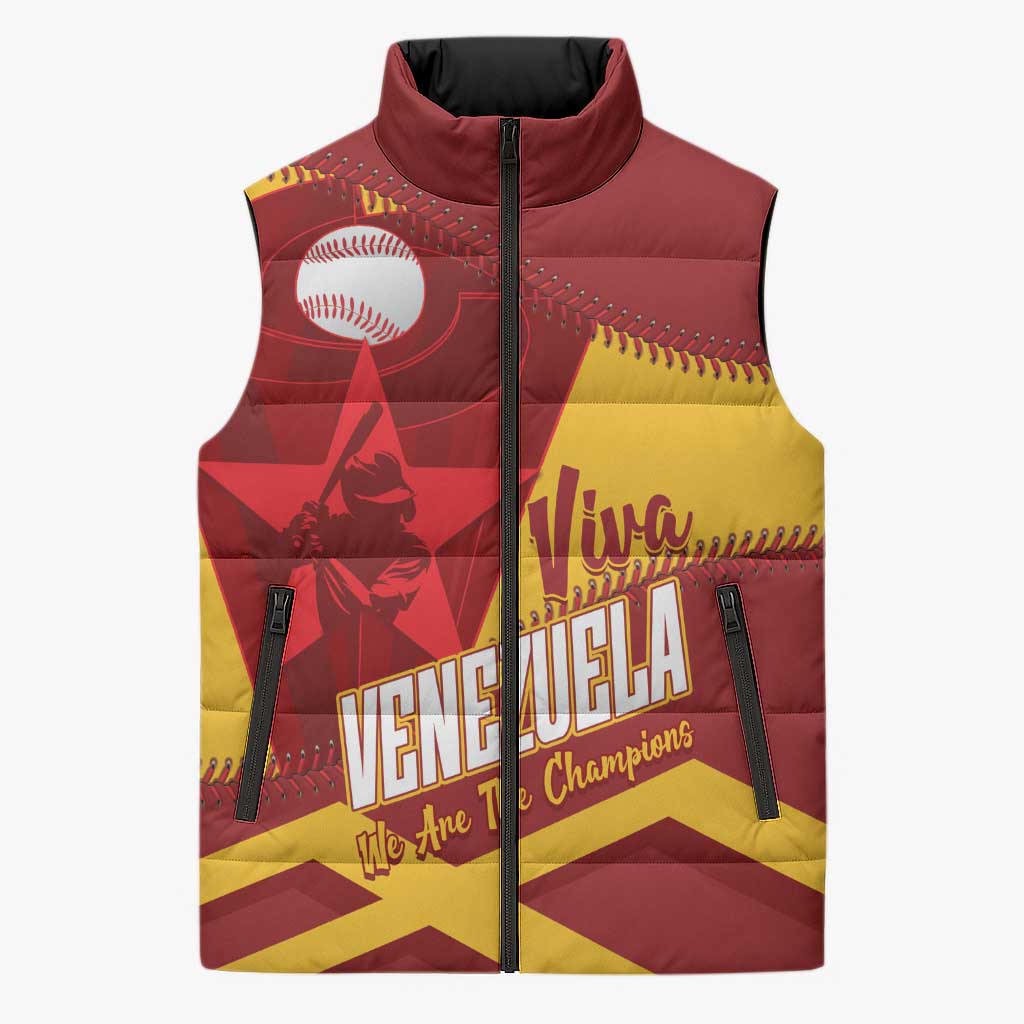 Baseball Venezuela 2026 Custom Sleeveless Puffer Jacket 1st Champions Proud Red Version