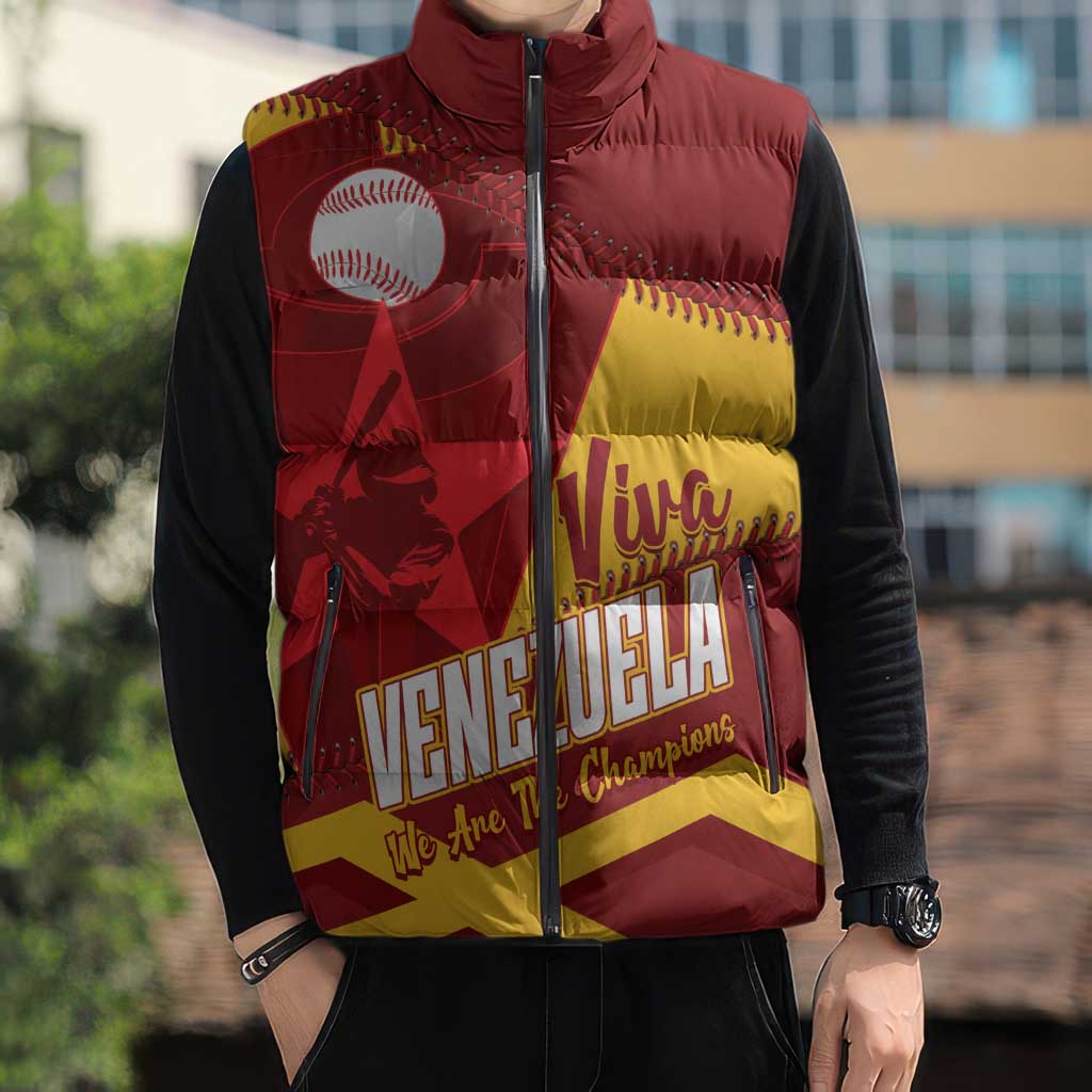 Baseball Venezuela 2026 Custom Sleeveless Puffer Jacket 1st Champions Proud Red Version