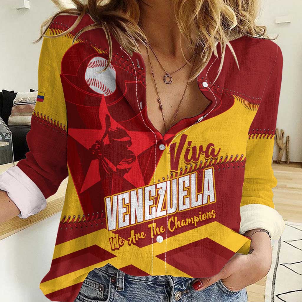 Baseball Venezuela 2026 Custom Women Casual Shirt 1st Champions Proud Red Version