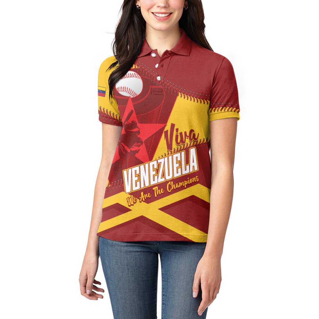 Baseball Venezuela 2026 Custom Women Polo Shirt 1st Champions Proud Red Version