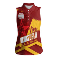 Baseball Venezuela 2026 Custom Women Sleeveless Polo Shirt 1st Champions Proud Red Version