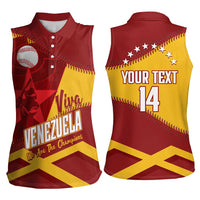 Baseball Venezuela 2026 Custom Women Sleeveless Polo Shirt 1st Champions Proud Red Version