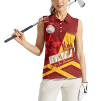 Baseball Venezuela 2026 Custom Women Sleeveless Polo Shirt 1st Champions Proud Red Version