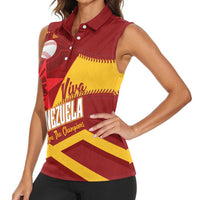 Baseball Venezuela 2026 Custom Women Sleeveless Polo Shirt 1st Champions Proud Red Version