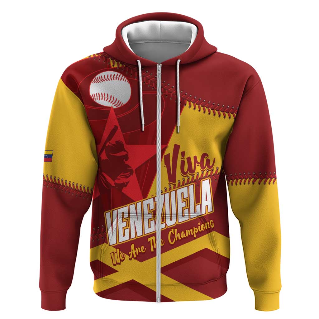 Baseball Venezuela 2026 Custom Zip Hoodie 1st Champions Proud Red Version