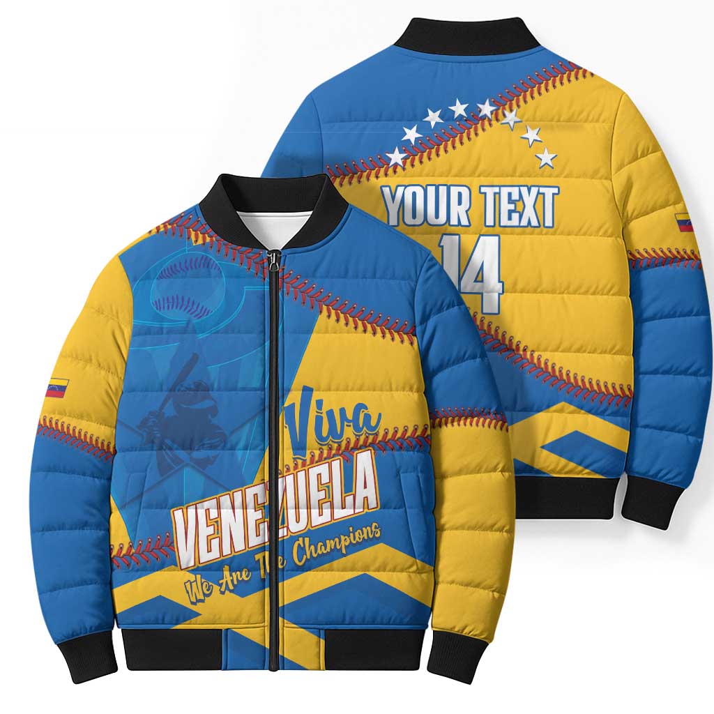 Baseball Venezuela 2026 Custom Bomber Puffer Jacket 1st Champions Proud Blue Version