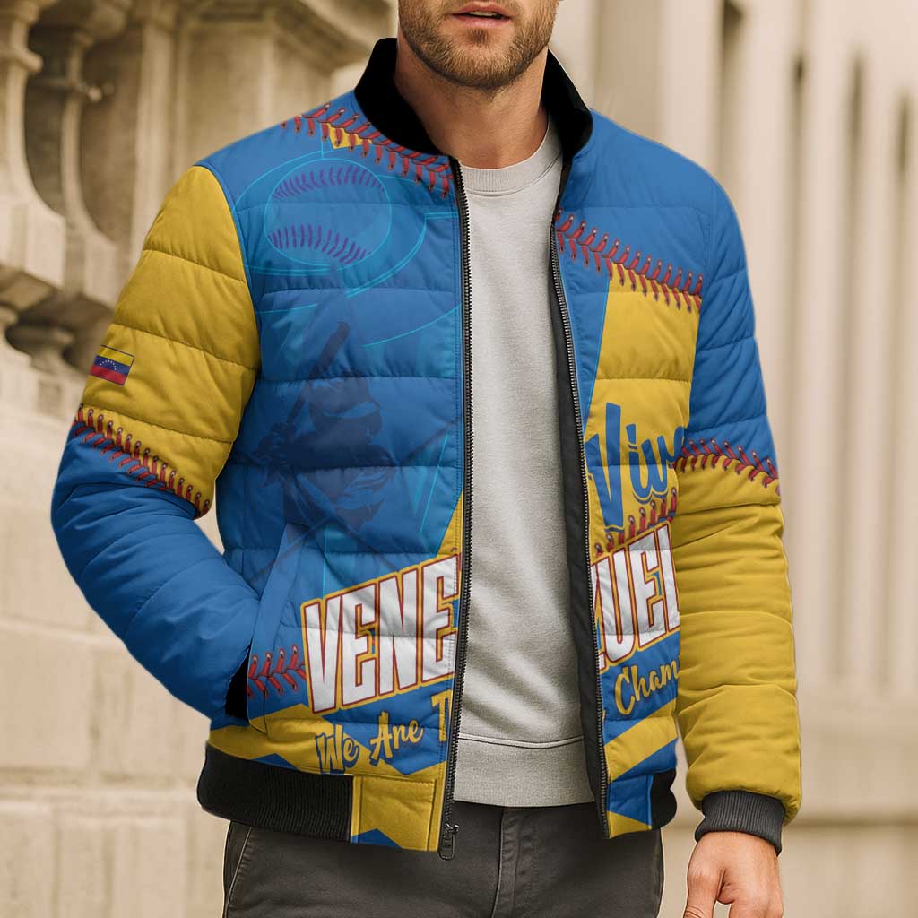 Baseball Venezuela 2026 Custom Bomber Puffer Jacket 1st Champions Proud Blue Version