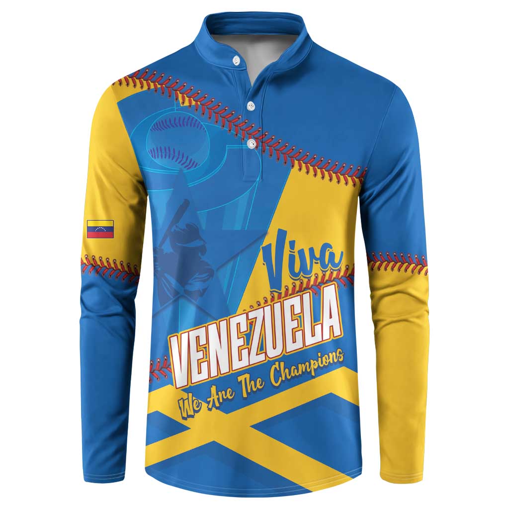Baseball Venezuela 2026 Custom Button Sweatshirt 1st Champions Proud Blue Version