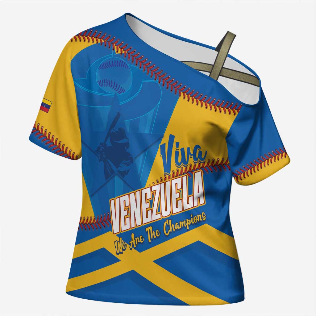Baseball Venezuela 2026 Custom Cross Shoulder Shirt 1st Champions Proud Blue Version