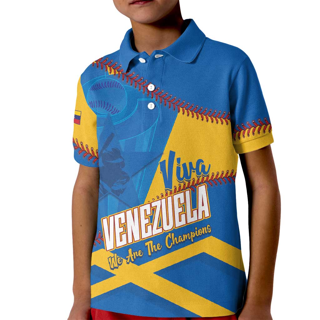 Baseball Venezuela 2026 Custom Kid Polo Shirt 1st Champions Proud Blue Version