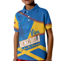 Baseball Venezuela 2026 Custom Kid Polo Shirt 1st Champions Proud Blue Version