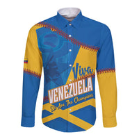 Baseball Venezuela 2026 Custom Long Sleeve Button Shirt 1st Champions Proud Blue Version
