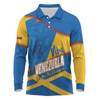 Baseball Venezuela 2026 Custom Long Sleeve Polo Shirt 1st Champions Proud Blue Version