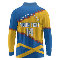 Baseball Venezuela 2026 Custom Long Sleeve Polo Shirt 1st Champions Proud Blue Version