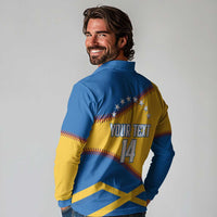 Baseball Venezuela 2026 Custom Long Sleeve Polo Shirt 1st Champions Proud Blue Version