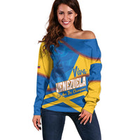 Baseball Venezuela 2026 Custom Off Shoulder Sweater 1st Champions Proud Blue Version