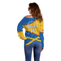 Baseball Venezuela 2026 Custom Off Shoulder Sweater 1st Champions Proud Blue Version