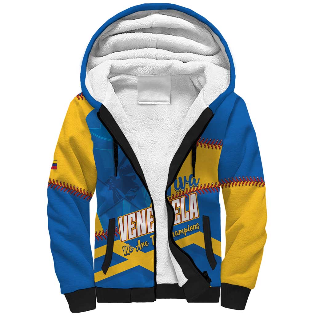 Baseball Venezuela 2026 Custom Sherpa Hoodie 1st Champions Proud Blue Version