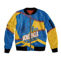 Baseball Venezuela 2026 Custom Sleeve Zip Bomber Jacket 1st Champions Proud Blue Version