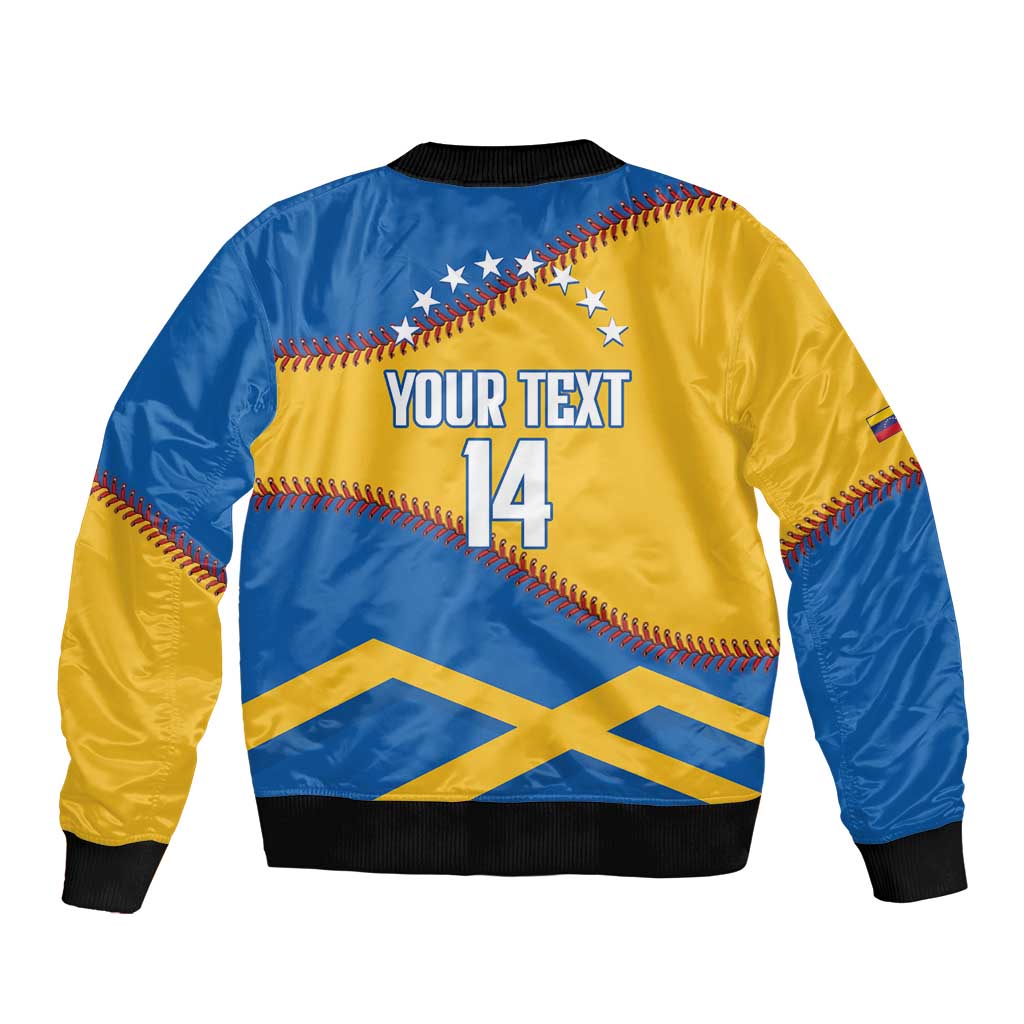 Baseball Venezuela 2026 Custom Sleeve Zip Bomber Jacket 1st Champions Proud Blue Version