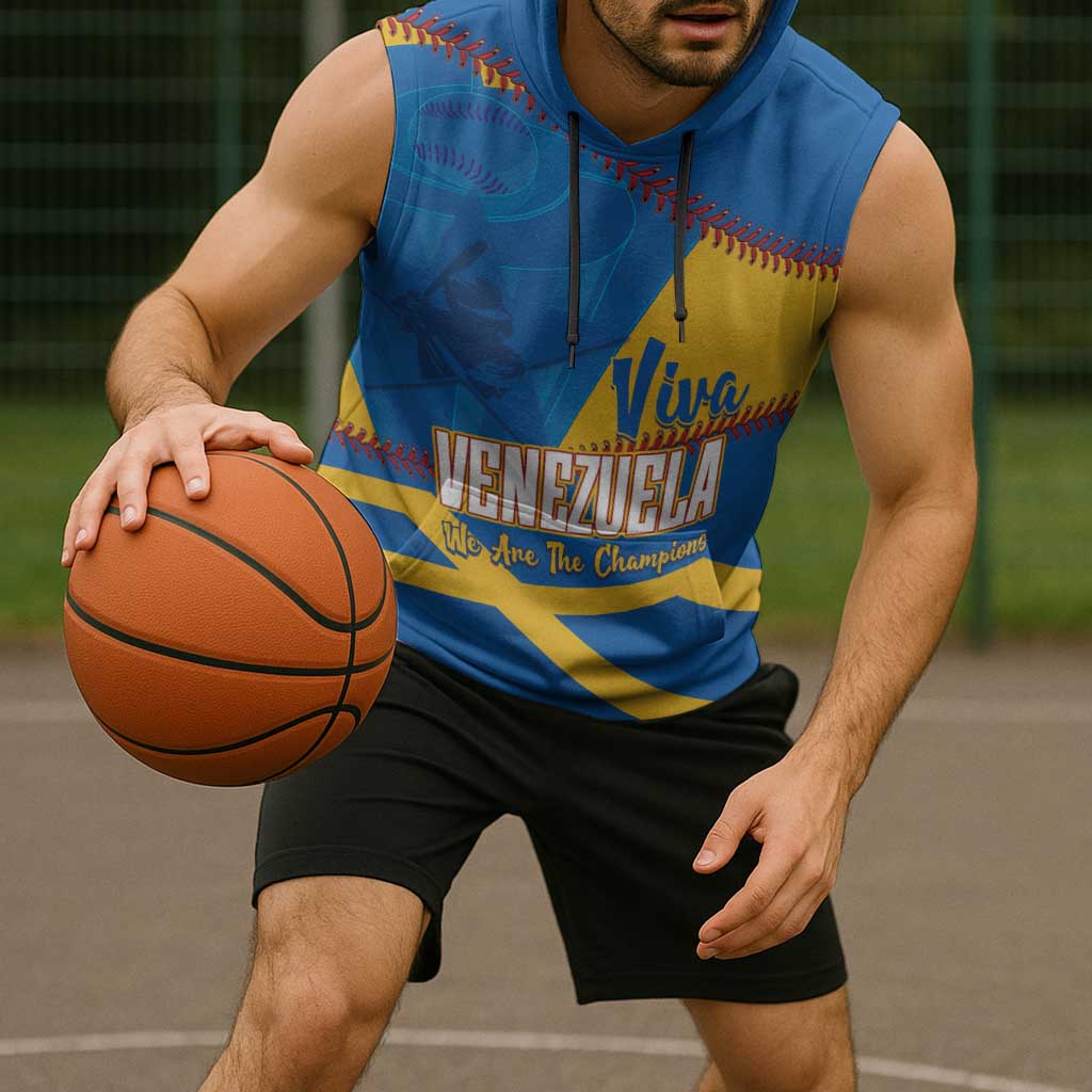 Baseball Venezuela 2026 Custom Sleeveless Hoodie 1st Champions Proud Blue Version