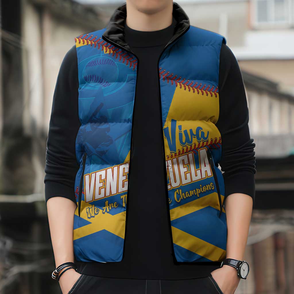 Baseball Venezuela 2026 Custom Sleeveless Puffer Jacket 1st Champions Proud Blue Version